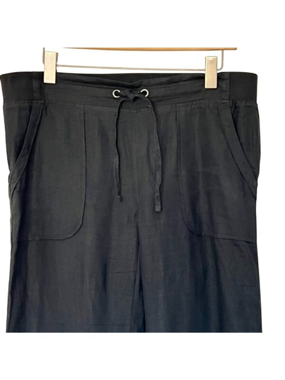 Athleta Womens Sz 12 Linen Wide Leg Pull-On Pants Drawstring Coastal Summer - Picture 3 of 16